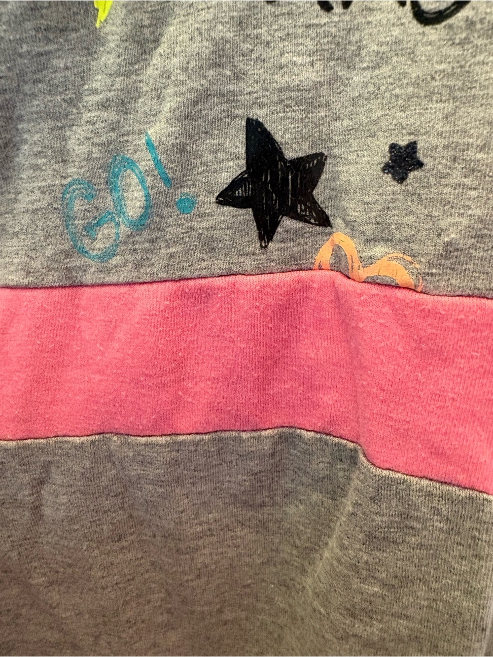 Nano Girls' Gray & Pink Short Sleeve Hoodie tunic with Fun Graphic. - Picture 3 of 7